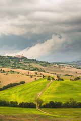 Beautiful Tuscan rural scenery atmosphere in storm