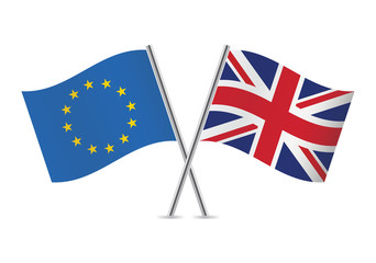 European Union and British flags. Vector illustration.