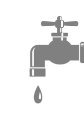 Grey faucet icon on white background