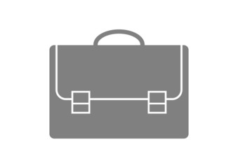Grey briefcase icon on white background
