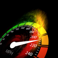 Speedometer with speed fire path