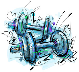 Dumbbell Drawing - 69127693