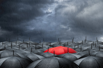 red umbrella concept - obrazy, fototapety, plakaty