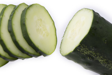 Cucumber and slices isolated