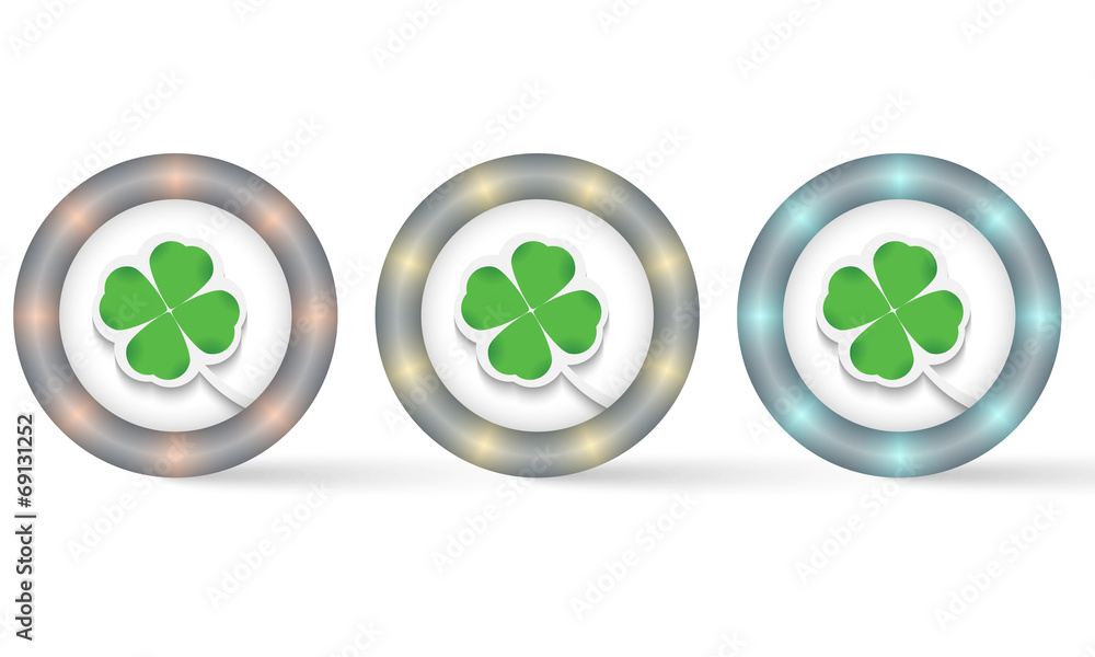 Poster set of three icons with cloverleaf