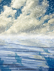 clouds with reflection on water