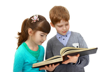 Boy and girl with book