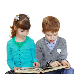 Boy and girl with book