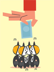 Business man catch money