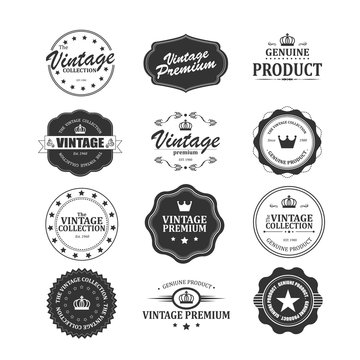 Set of retro vintage badges and labels with texture