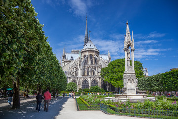 Fototapeta na wymiar Cathédrale Notre-Dame de Paris, Square Jean XXIII