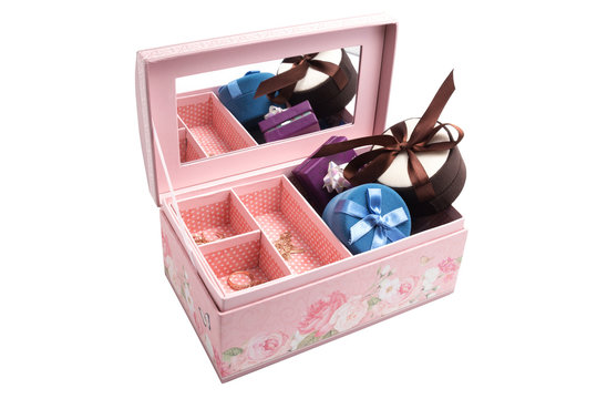 Pink Jewelry Box With Mirror