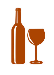 Wine bottle and wine glass silhouette