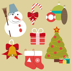 Christmas retro icons, elements and illustrations