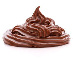 Chocolate cream swirl isolated on white background cutout