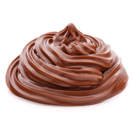 Chocolate cream swirl isolated on white background cutout