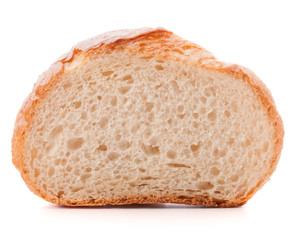 Hunk or slice of fresh white bread isolated on white background