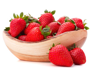 Strawberries in wooden bowl cutout
