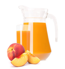 Peach fruit juice in glass jug