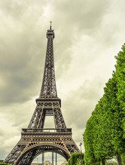 Fototapeta premium the Eiffel Tower in Paris, France, with an effect of old postcar