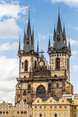 Fototapeta na wymiar View of the Tyn Church in Prague