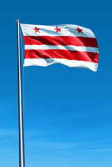 Washington D. C. flag waving on the wind