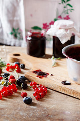 Berries jam on the table