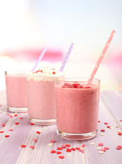 Delicious milkshake on table