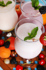 Delicious milkshakes, close-up