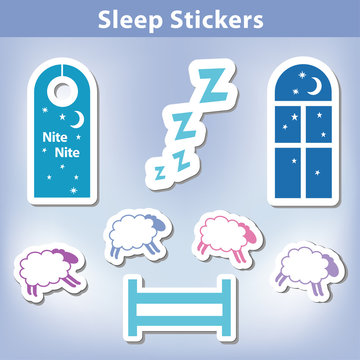Sleep Stickers, dream, clouds, moon, stars, count sheep, fence