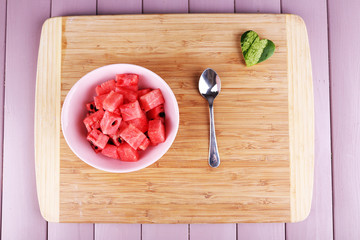 Slices of watermelon in plate