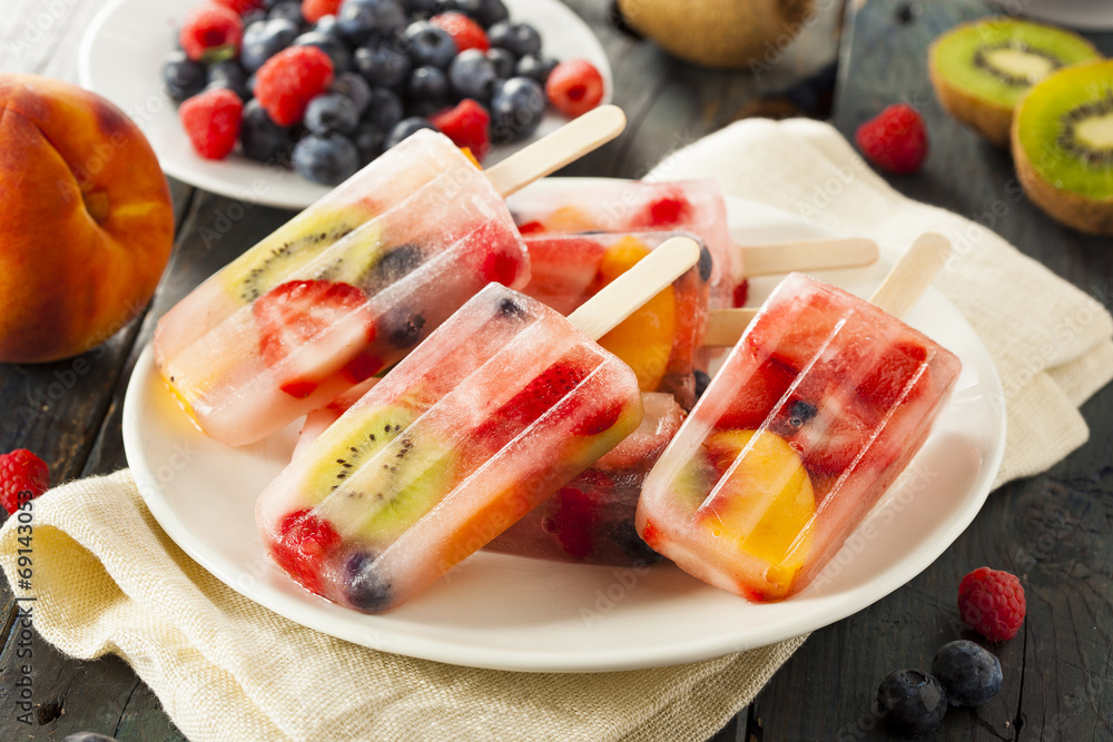 Wall mural Healthy Whole Fruit Popsicles