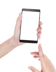 Closeup of female hand using a smart phone