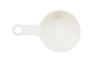 empty measuring cup on white
