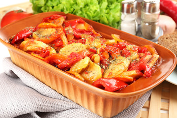 Vegetable ragout on table, close-up