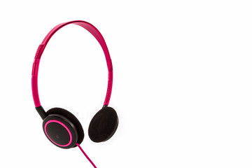 Pink headphones .