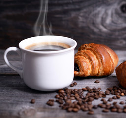 Coffee and fresh croissant