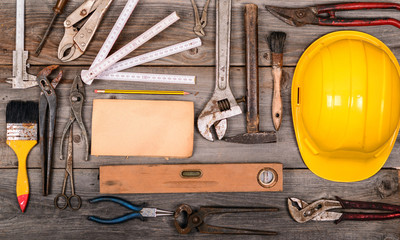Vintage construction tools background