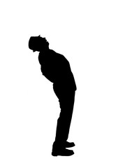 Silhouette of a Man Bending Over Backward to Look Up