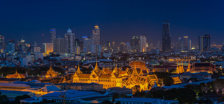 Grand palace at twilight in Bangkok
