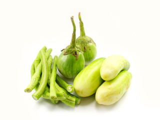 Fresh green vegetables Isolated on White Backgroung