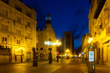 Fototapeta na wymiar Commercial street in night. Castellon de la Plana