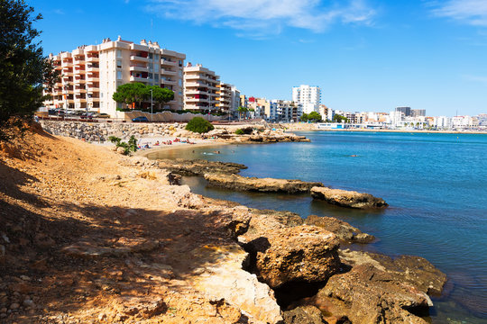 Coast at typical mediterranean town. L'Ampolla