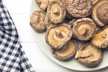 dried shiitake mushrooms on table