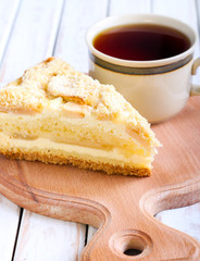 Slice of apple cheesecake