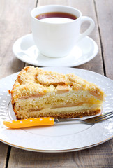 Slice of apple cheesecake