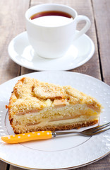 Slice of apple cheesecake