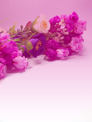 Bouquet Pink Flowers with Purple Tone Background