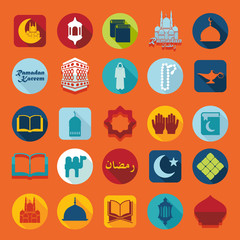 Set of flat icons: Ramadan Kareem