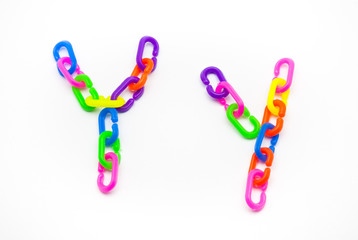 Y and y Alphabet, Created by Colorful Plastic Chain